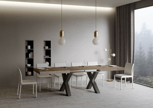 Dafne Italian Design Tavolo Traffic Allungabile piano Noce 90x160 allungato 264 telaio Antracite