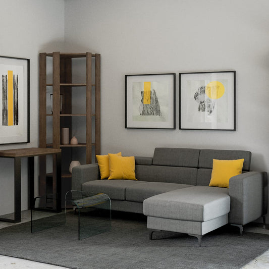 Dafne Italian Design Libreria Composizione Kato Angolo B Noce 4 Fasce lunghe + 2 fasce retro