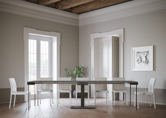 Dafne Italian Design Consolle allungabile Capital Evolution Cemento Telaio Antracite