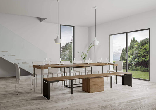 Dafne Italian Design Panca Walk allungabile Quercia Natura Telaio Antracite