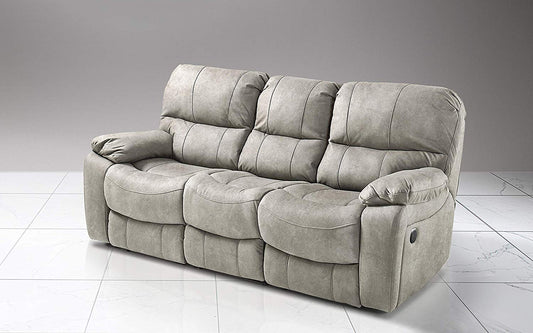Dafne Italian Design Divano 3 posti con n.2 Recliner elettrici - Colore: Grigio Chiaro - cm. 223 x 105 x 105h