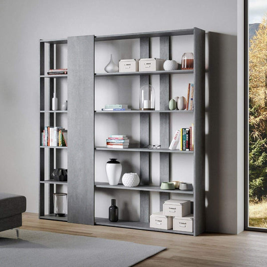 Dafne Italian Design Libreria Composizione D Kato 6R 2 fianchi 4 fasce lunghe Cemento