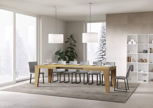 Dafne Italian Design Tavolo Naxy Allungabile Quercia Natura 90x160 allungato 420 telaio Antracite