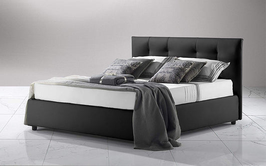 Dafne Italian Design Letto contenitore matrimoniale,rivestito in similpelle,comprensivo di rete ortopedica a doghe in legno - 177x206x108