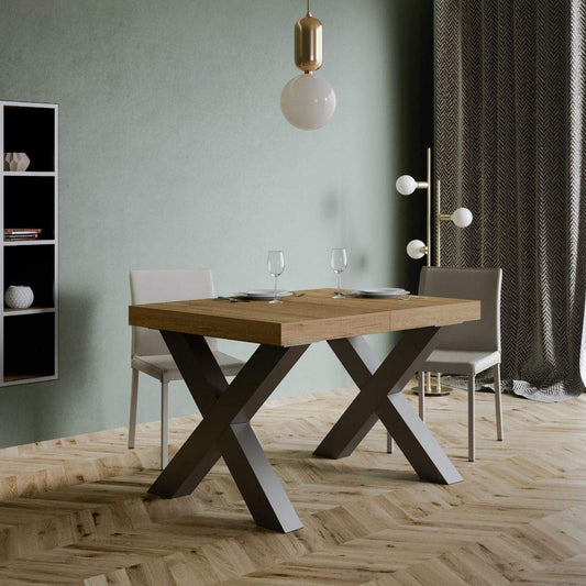 Dafne Italian Design Tavolo Traffic Allungabile piano Quercia Natura 90x130 allungato 234 telaio Antracite