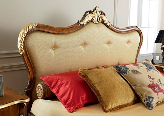 Dafne Italian Design Letto matrimonialein legno e pelle - 183x 206xh.142 cm - per rete 160 x 195-0,80 Mc - Stile classico ? 100% Made in Italy (SF17)
