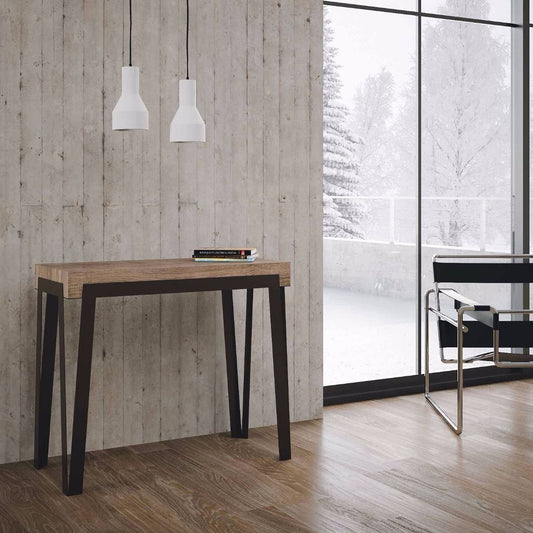 Itamoby Consolle Allungabile Rio Small Quercia Natura & Antracite L.90 x H.77 x P.40, allungabile Fino a 196 cm