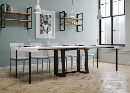 Dafne Italian Design Consolle allungabile Asia Bianco Frassino Telaio Antracite