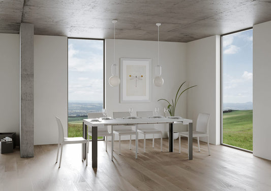 Dafne Italian Design Consolle allungabile Linea Bianco Frassino Telaio Antracite