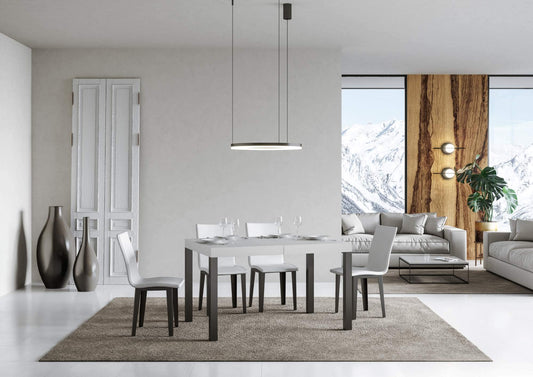 Dafne Italian Design Tavolo everyday allungabile piano Bianco Lucido 90x130 telaio allungato 234 Antracite