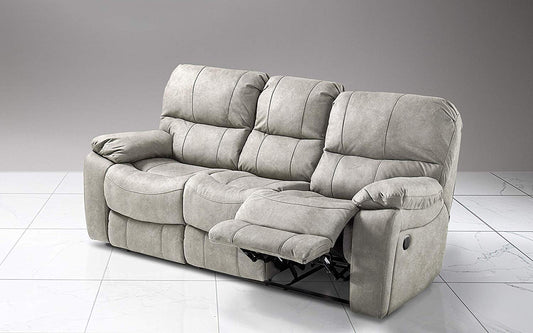 Dafne Italian Design Divano 3 posti con n.2 Recliner elettrici - Colore: Grigio Chiaro - cm. 223 x 105 x 105h
