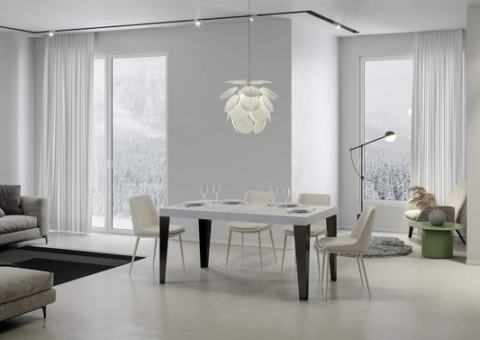 Dafne Italian Design Tavolo Flame allungabile piano Bianco Lucido 90x180 allungato 440 telaio Antracite
