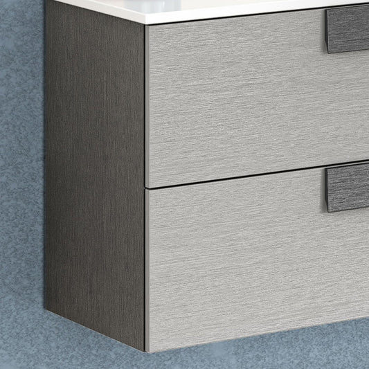 Mobile da bagno componibile sospeso "Sandie" colore grigio chiaro e grigio scuro cm 81x46x189 (base, lavabo, specchio) - colonna girevole anta dx cm. 35x34x180 - mobile con anta dx cm 35x34x85
