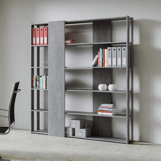 Dafne Italian Design Libreria Composizione B Kato 6R 2 fianchi 4 fasce lunghe Cemento