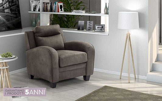 Dafne Italian Design Poltrona Relax. Similpelle Effetto Nabuk Grey - cm. 92 x 90 x 94h - Materiale: Similpelle Grigio Chiaro