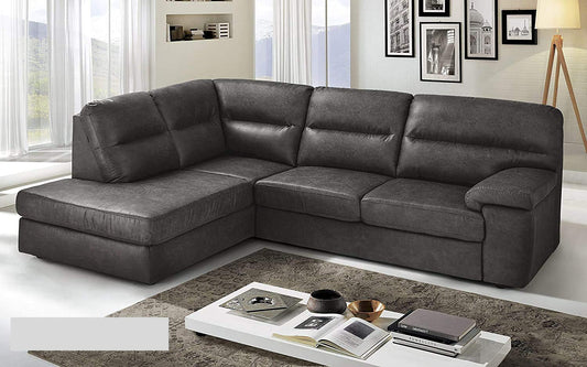 Dafne Italian Design Divano Letto angolare 3 posti con penisola a Sinistra. Tessuto Tay Tay Dark Grey (cm. 252 x 196 x 96h)