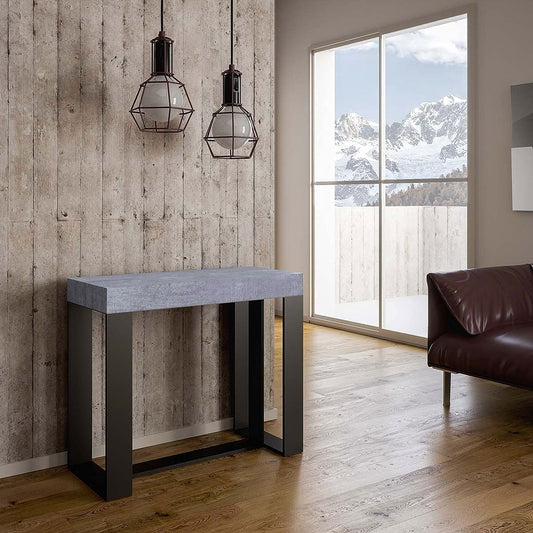 Dafne Italian Design Consolle allungabile Futura Cemento Telaio Antracite