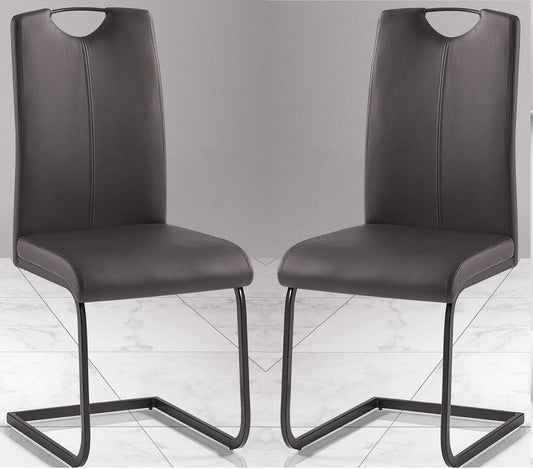 Dafne Italian Design Coppia di sedie ghisa, Similpelle Grey (cm. 43 x 58 x 99h)