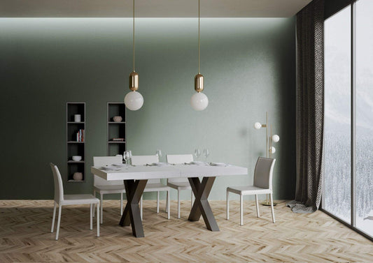 Dafne Italian Design Tavolo Traffic Allungabile piano Bianco Frassino 90x180 allungato 284 telaio Antracite