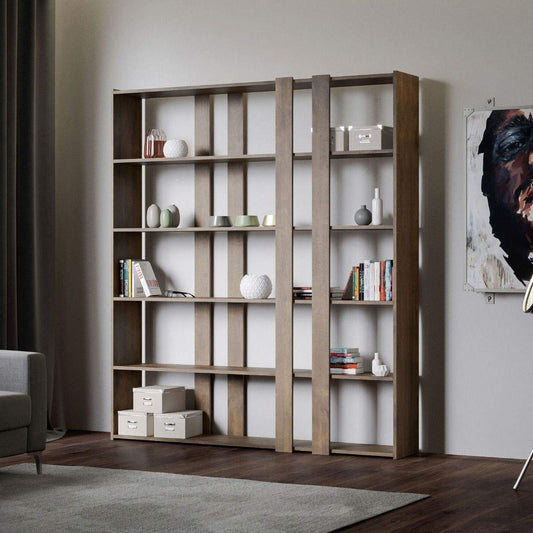Dafne Italian Design Libreria Composizione A Kato 6R 2 fianchi 4 fasce lunghe Noce