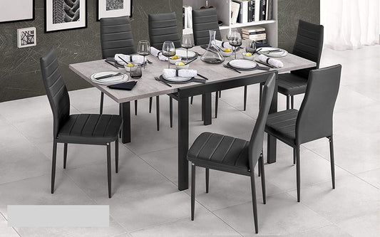 Dafne Italian Design Tavolo allungabile Effetto Piombo, Cemento (cm. 90 x 90 x 76h)