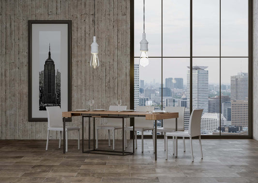 Dafne Italian Design Consolle allungabile Nordica Quercia Natura Telaio Antracite