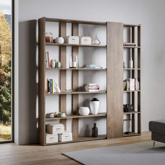 Dafne Italian Design Libreria Composizione D Kato 6R 2 fianchi 4 fasce lunghe Noce