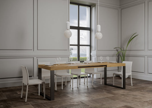Dafne Italian Design Tavolo Tecno allungabile piano Quercia Natura 90x130 allungato 234 telaio Antracite