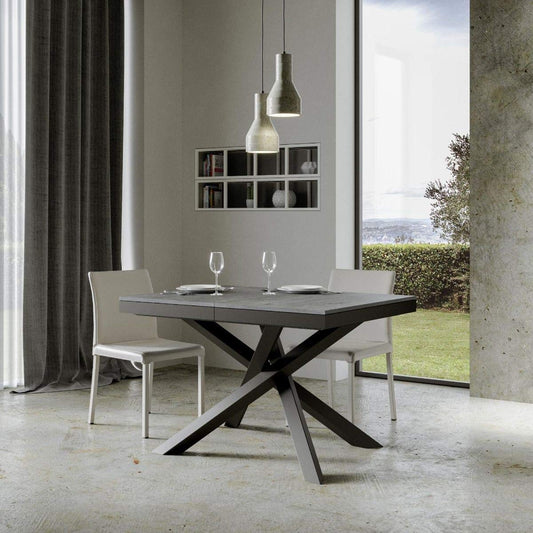 Itamoby, Tavolo allungabile Volantis Evolution 160->264 cm, Pannelli di Nobilitato, Cemento & Antracite L.160 P.90 H.77 (allung. Fino a 264 con Due allunghe)