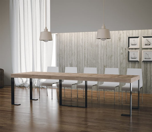 Dafne Italian Design Consolle allungabile Futura Premium Quercia Natura Telaio Antracite