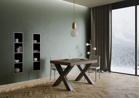 Dafne Italian Design Tavolo Traffic Allungabile piano Noce 90x130 allungato 390 telaio Antracite