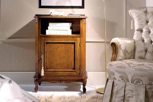 Dafne Italian Design Porta telefono 1 porta 1 vano, noce scuro -cm: 58 cm - 35 cm - H 82 cm - 0,22 Mc - Stile classico - 100% Made in Italy (SF17)