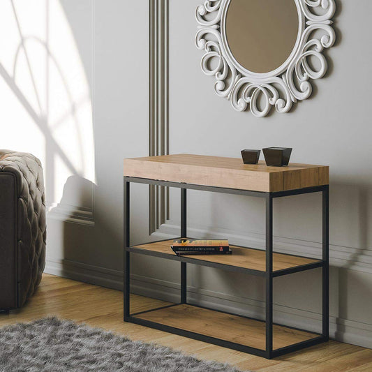 Itamoby Plano Premium 90cm Consolle Allungabile, Pannelli di nobilitato, Quercia Natura/Antracite, L.9 x P.4 x H.77