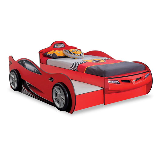 Dafne Italian Design Race Cup Auto Letto Macchina per Bambini (con Letto Amico) (Rosso) (90x190-90x180 Cm)