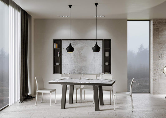 Dafne Italian Design Tavolo Bridge Evolution piano Marmo 90x180 allungato 440 telaio Antracite
