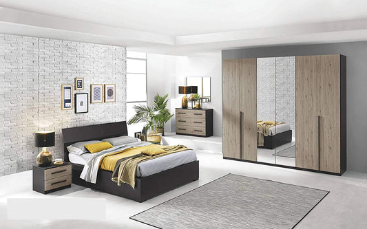 Dafne Italian Design Camera Completa - Ghisa, Effetto Quercia Tartufo (cm. 274 x 60 x 250 cm)