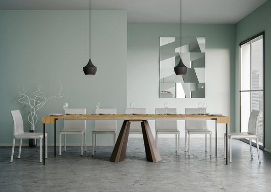 Dafne Italian Design Consolle allungabile Diamante Quercia Natura Telaio Orso