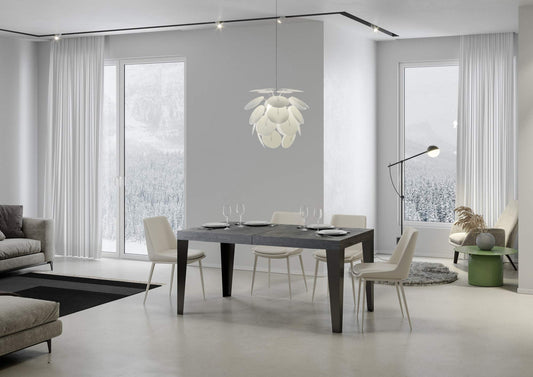 Dafne Italian Design Tavolo Flame allungabile piano Cemento 90x160 allungato 264 telaio Antracite