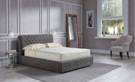 Dafne Italian Design Letto matrimoniale contenitore in tessuto colore tortora - misure cm. 177x230 - Made in Italy