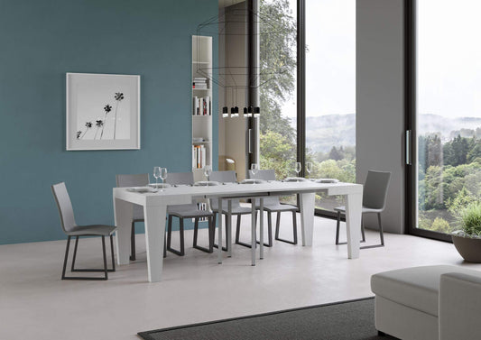 Dafne Italian Design Tavolo Spimbo Allungabile Bianco Frassino 90x90 allungato 246