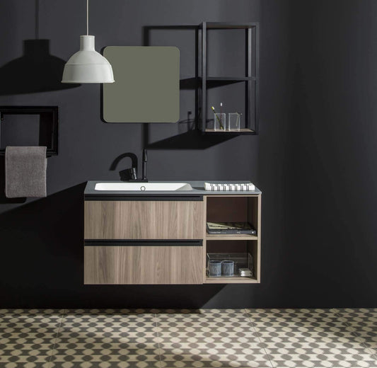 Dafne Italian Design Mobile da Bagno con Top in Ocritech Effetto Legno (cm. L72 x P48 x H55)