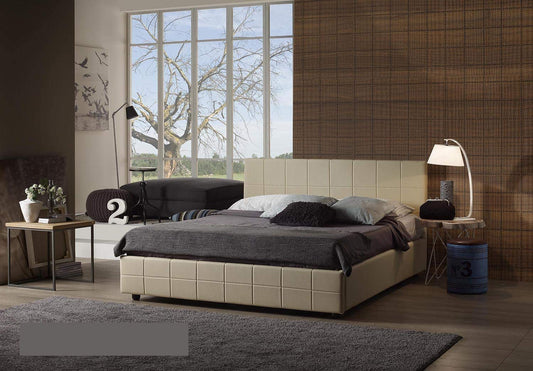 Dafne Italian Design Letto matrimoniale contenitore, similpelle lavabile, colore avorio - Dimensioni: Larghezza 174 x 205 x H 98 cm - per materasso 160 x 190. - 100% Made in Italy (SFI)