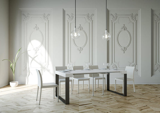 Dafne Italian Design Consolle allungabile Elettra Small Bianco Frassino Telaio Antracite