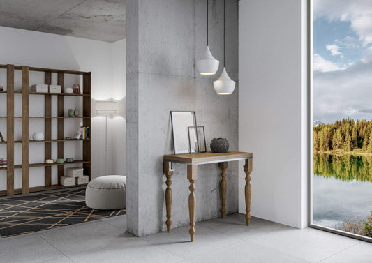 Dafne Italian Design Consolle allungabile Romagna Libra Noce Telaio Grigio