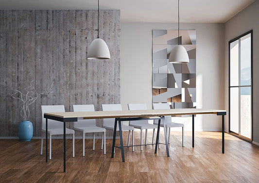 Dafne Italian Design Consolle allungabile Banco Evolution Abete Natura Telaio Antracite