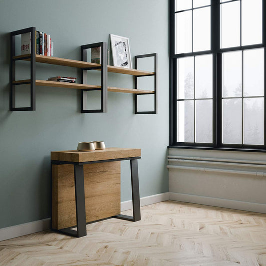 Dafne Italian Design Consolle allungabile Asia Quercia Naturale Telaio Antracite