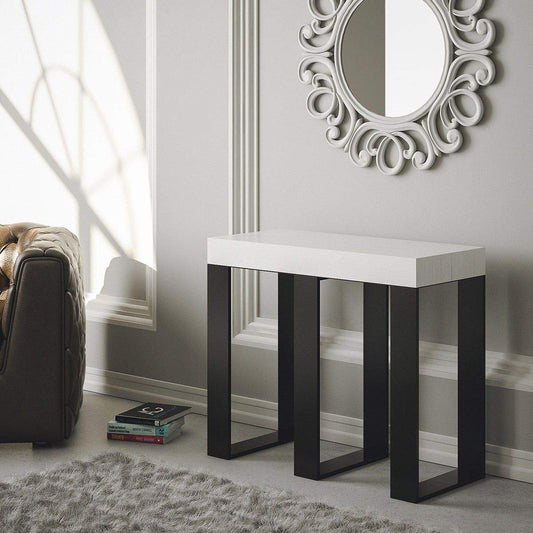 Dafne Italian Design Consolle allungabile Sintesi Premium Bianco Frassino Telaio Antracite