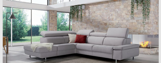 Dafne Italian Design Divano angolare tre posti con letto estraibile in tessuto lavabile colore grigio - misure cm. L 282x243 l 109 H 85 - Made in Italy