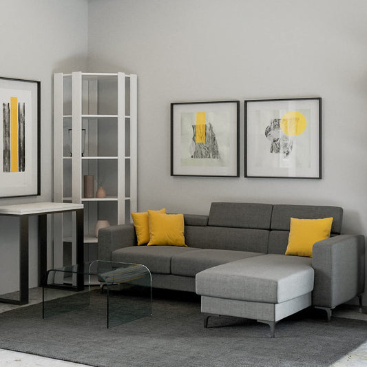 Dafne Italian Design Libreria Composizione Kato Angolo B Bianco Frassino 6R 4 Fasce lunghe + 2 fasce retro