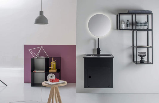 Dafne Italian Design Mobile da Bagno Nero in Alluminio (cm. L60 x P50 x H62)